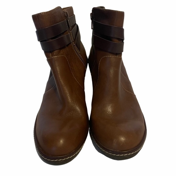 SOFFT Brown Bootie Size 8 Women Leather Wedge Chic Winter Glam Stylish Neutral - Picture 5 of 10